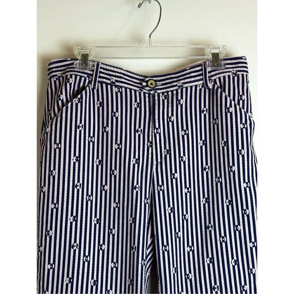 Anthropologie Essential Slim blue and pink striped pants size 12 - Picture 3 of 12